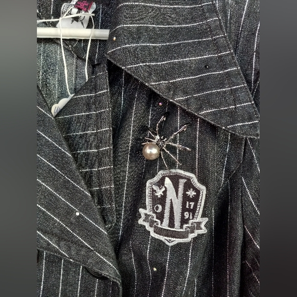 Wednesday Addams custom Rage pinstriped trench coat- SOLD@hosted store - Picture 4 of 16